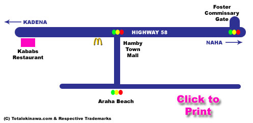 Map to Kababs Restaurant Chatan Okinawa